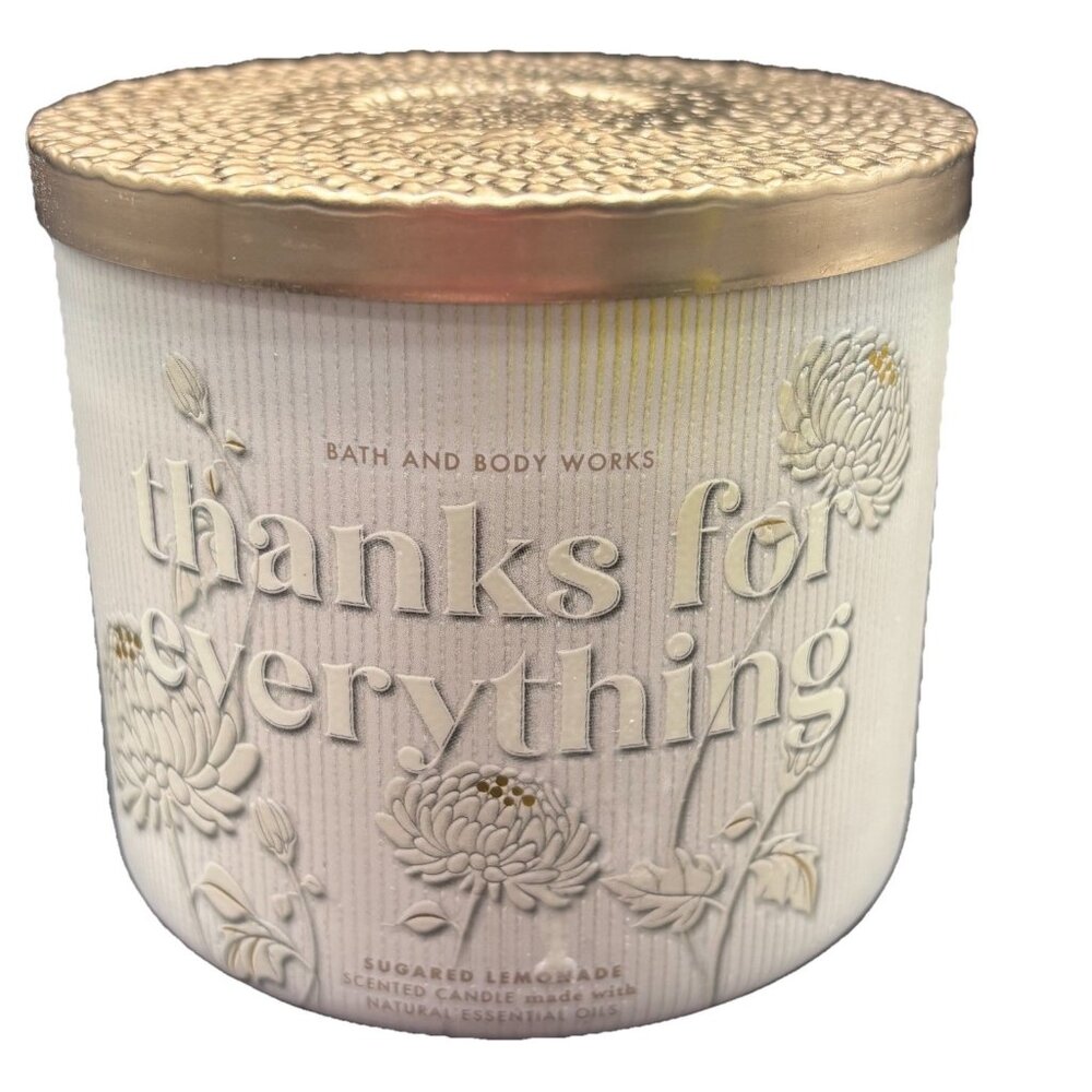 Bath & Body Works Thanks For Everything 3 Wick Candle 14.5 oz Sugared Lemonade - Picture 1 of 16